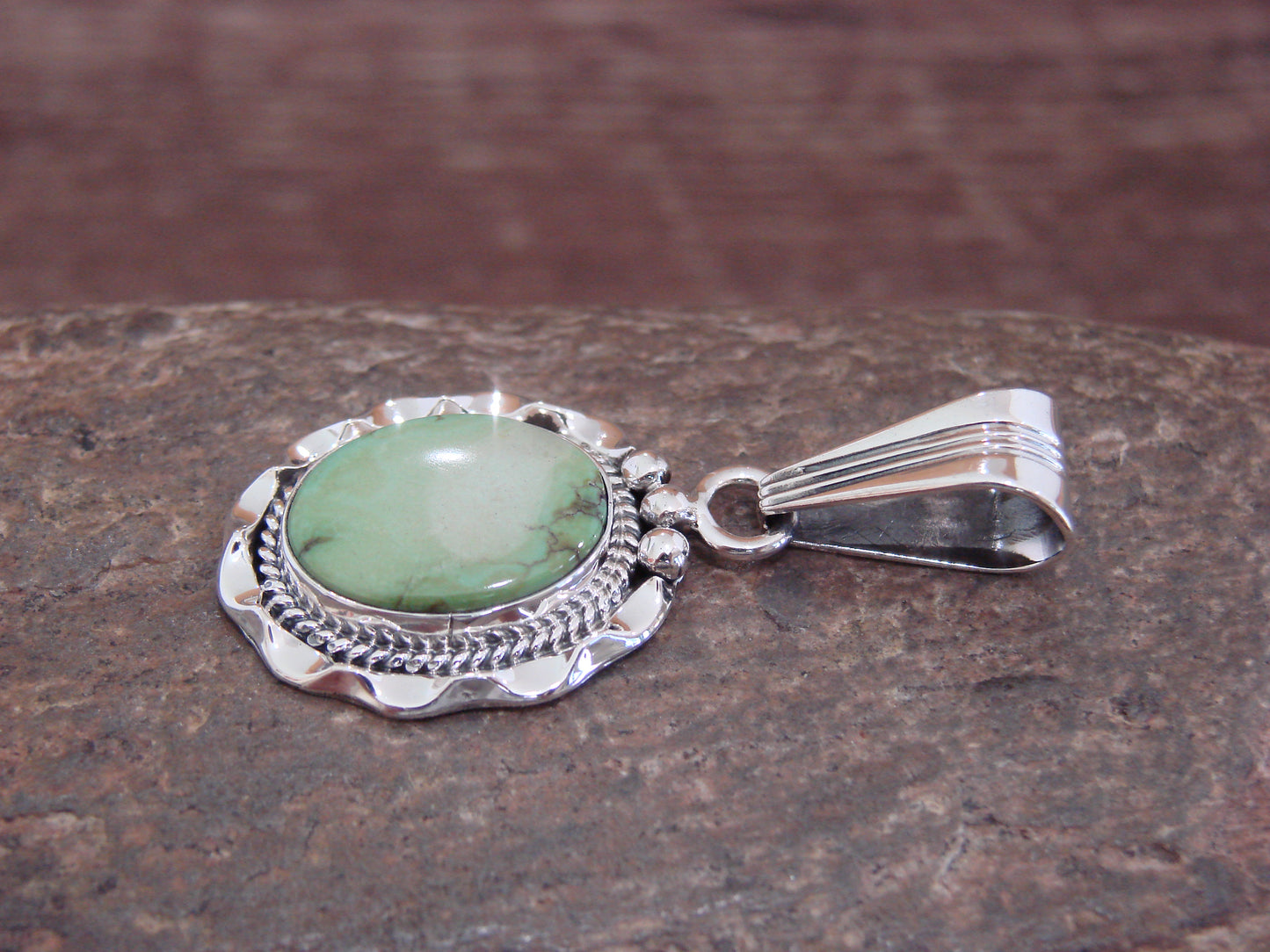 Native American Sterling Silver & Sonoran Turquoise Pendant by Yellowhair