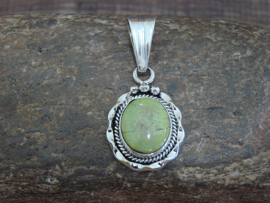 Native American Sterling Silver & Sonoran Turquoise Pendant by Yellowhair
