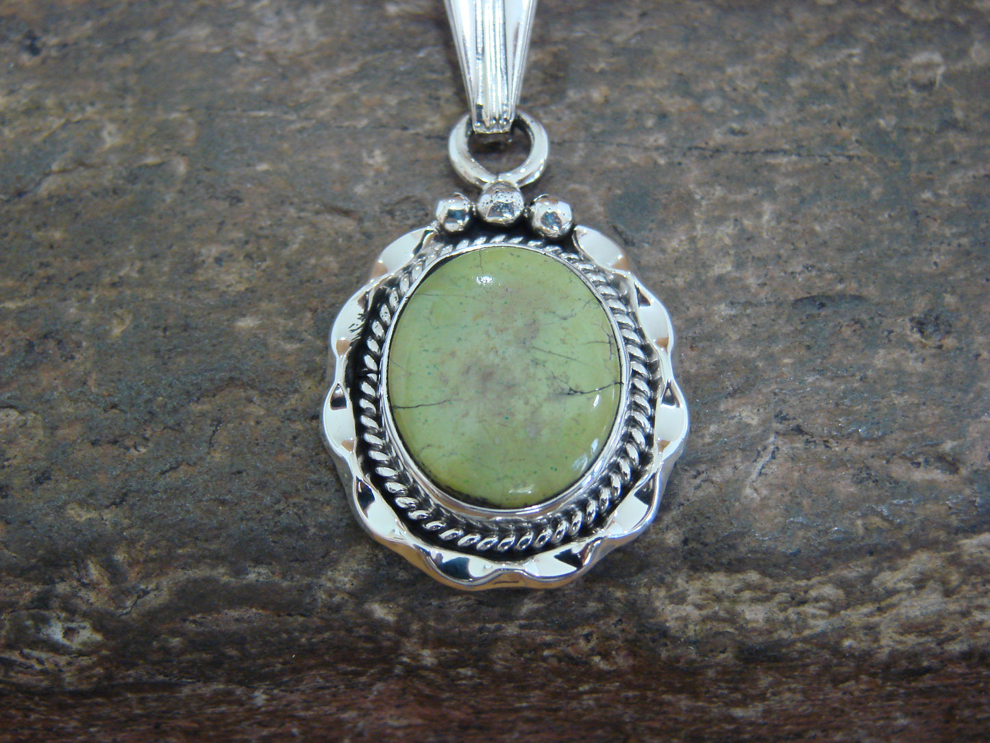 Native American Sterling Silver & Sonoran Turquoise Pendant by Yellowhair