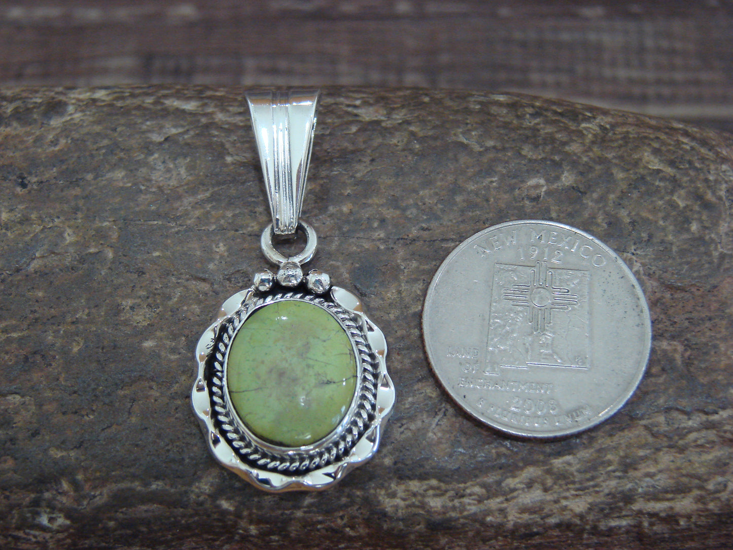Native American Sterling Silver & Sonoran Turquoise Pendant by Yellowhair