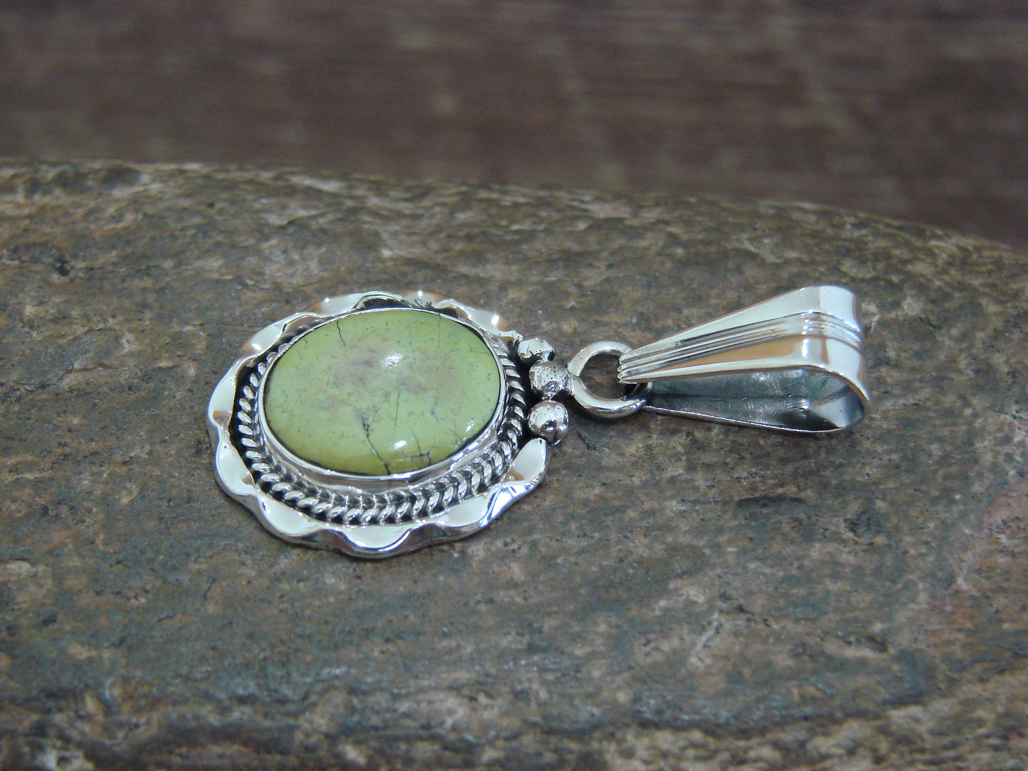 Native American Sterling Silver & Sonoran Turquoise Pendant by Yellowhair