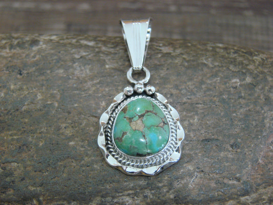 Native American Sterling Silver & Sonoran Turquoise Pendant by Yellowhair