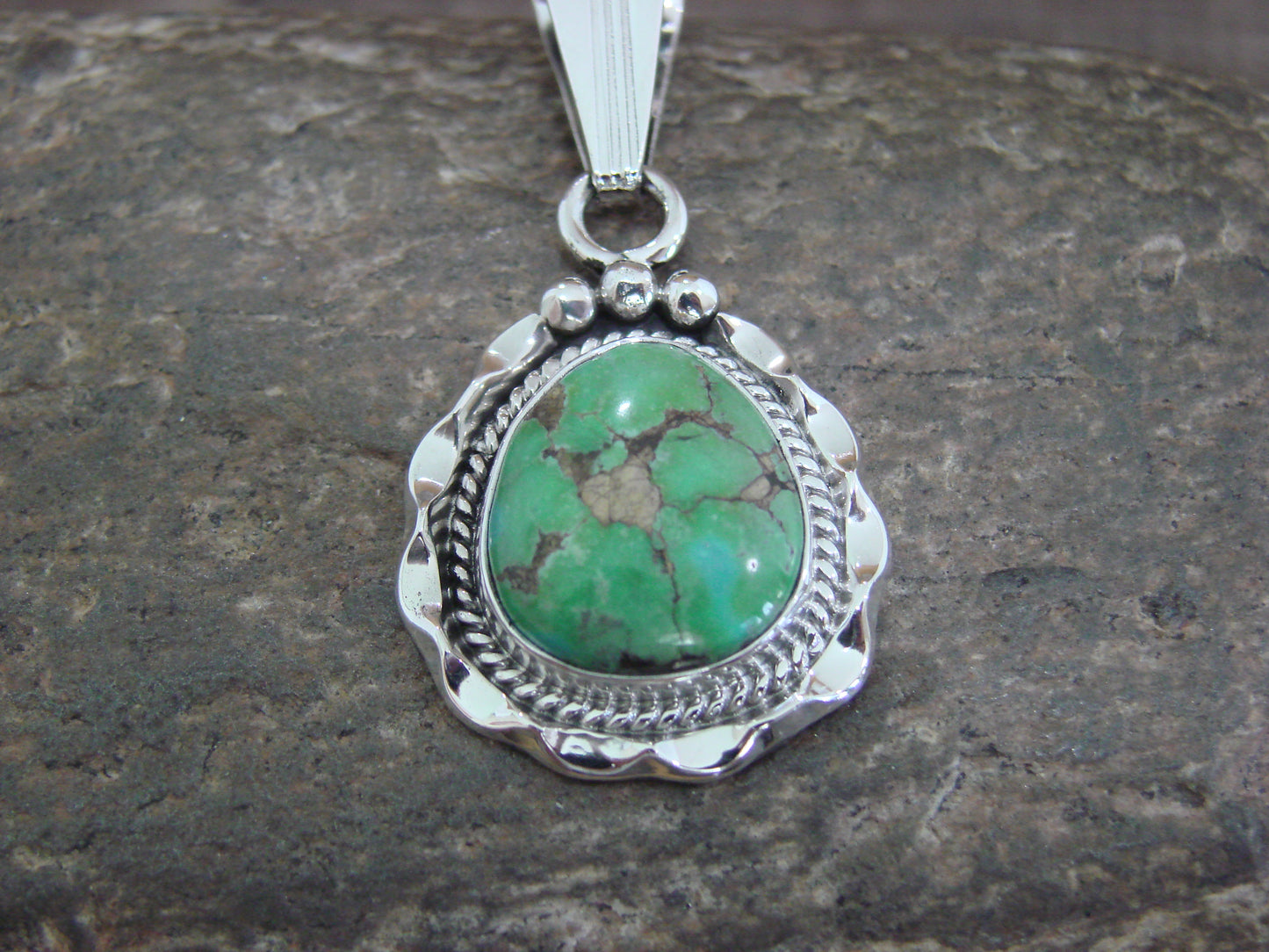 Native American Sterling Silver & Sonoran Turquoise Pendant by Yellowhair