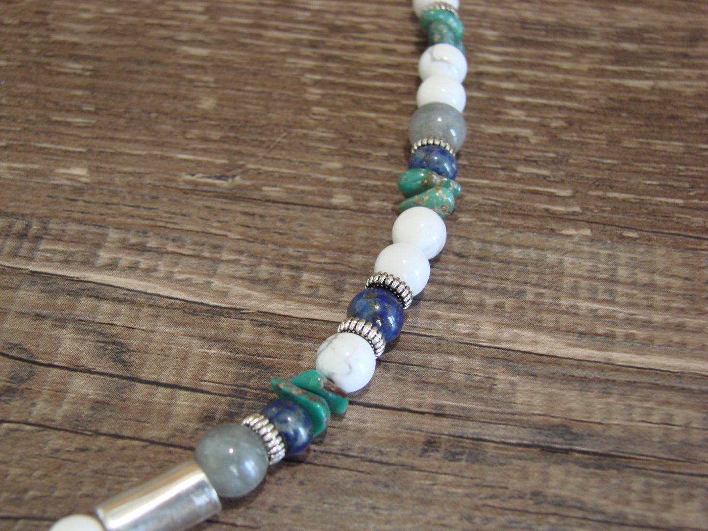 Native American Sterling Silver & Howlite 18" Gemstone Necklace by Singer