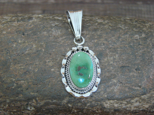 Native American Sterling Silver & Sonoran Turquoise Pendant by Yellowhair