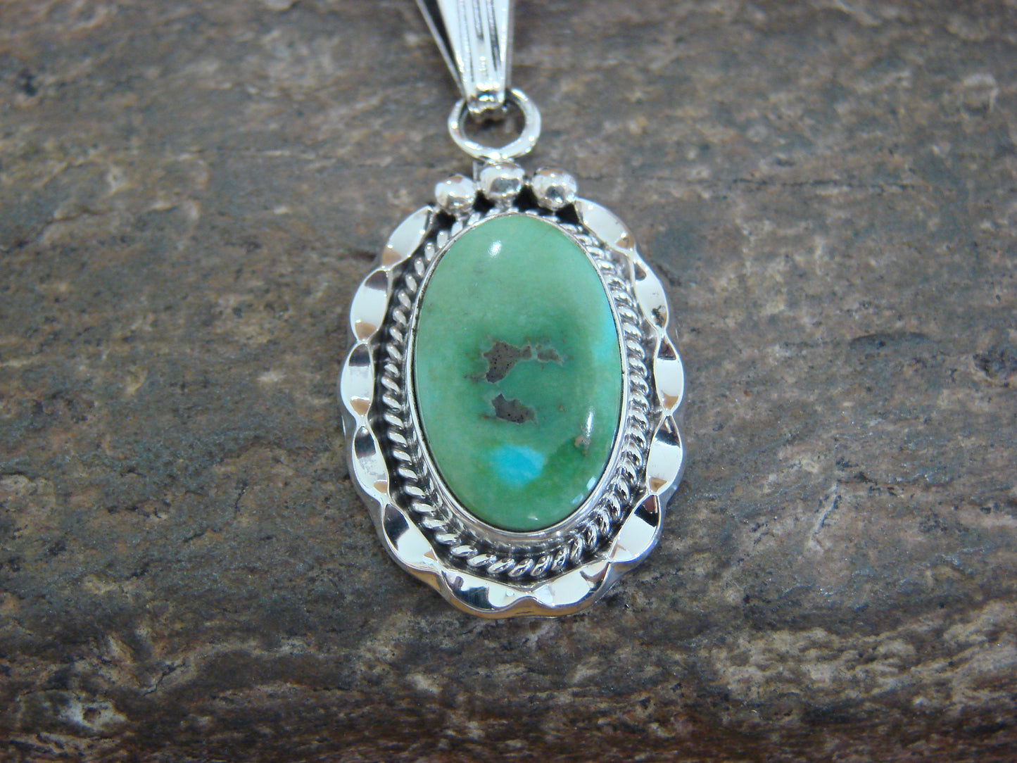 Native American Sterling Silver & Sonoran Turquoise Pendant by Yellowhair