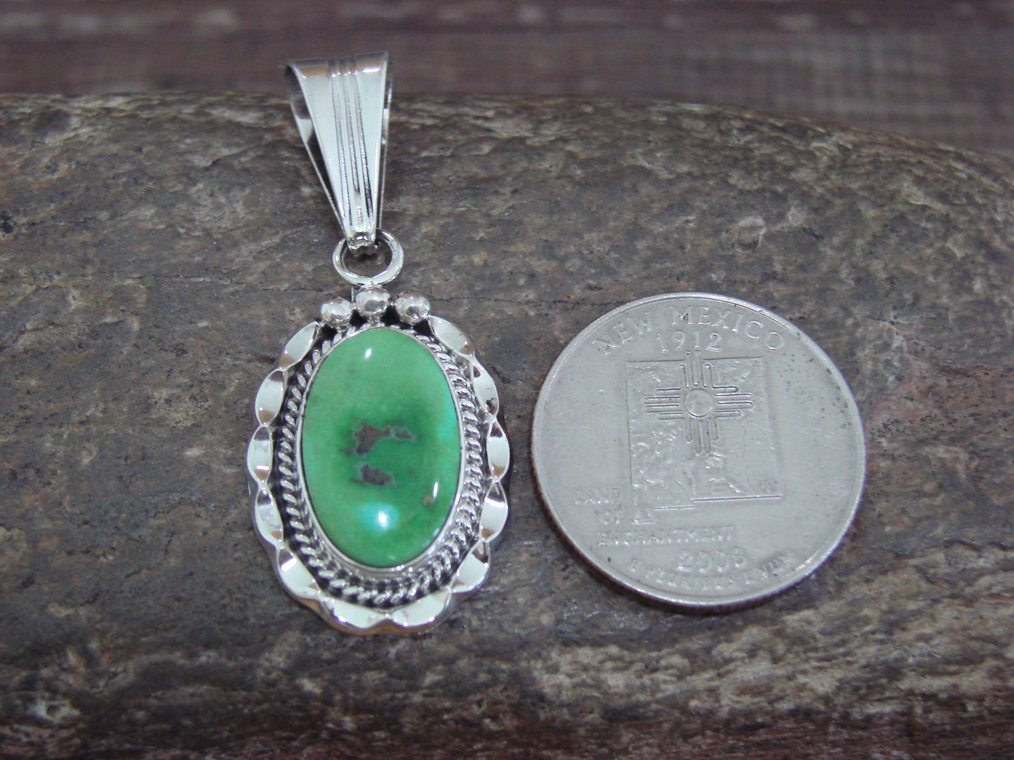 Native American Sterling Silver & Sonoran Turquoise Pendant by Yellowhair