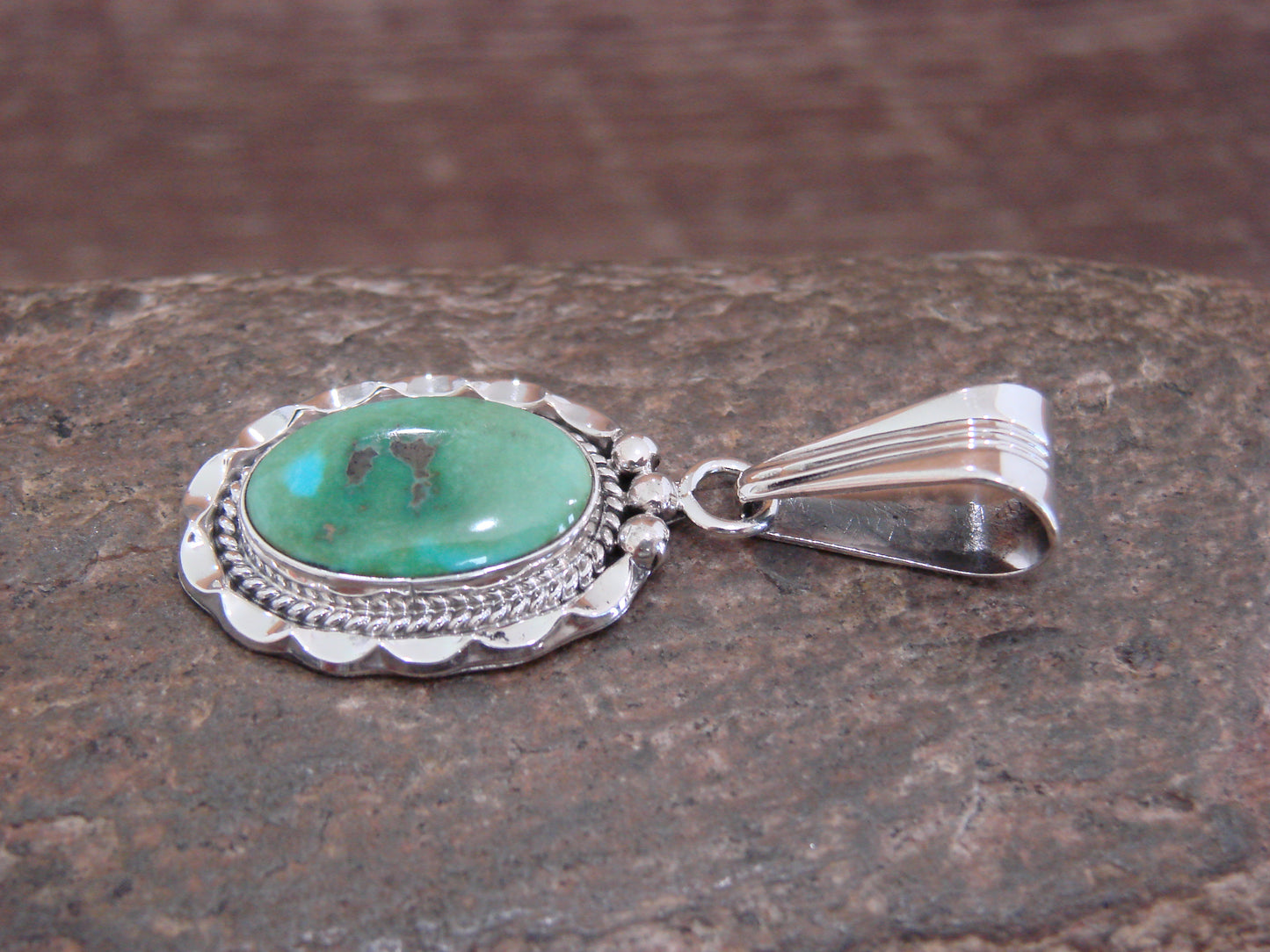 Native American Sterling Silver & Sonoran Turquoise Pendant by Yellowhair