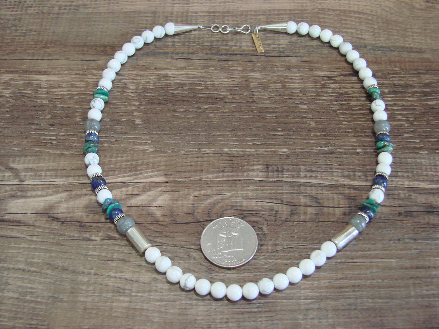 Native American Sterling Silver & Howlite 18" Gemstone Necklace by Singer