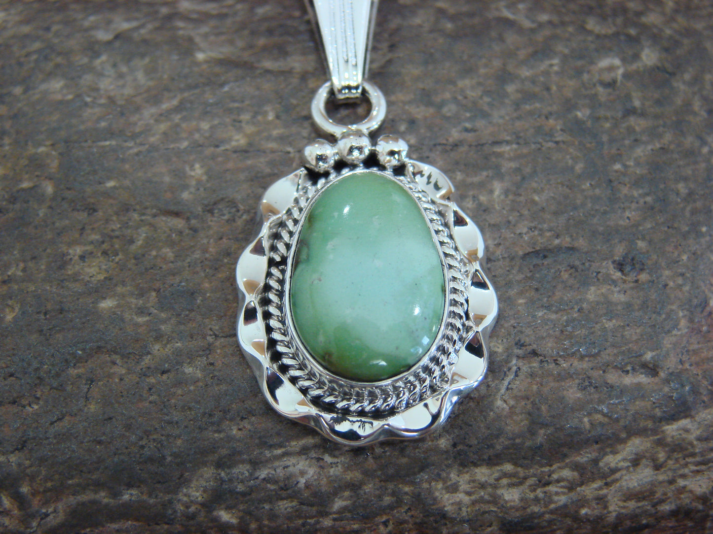 Native American Sterling Silver & Sonoran Turquoise Pendant by Yellowhair
