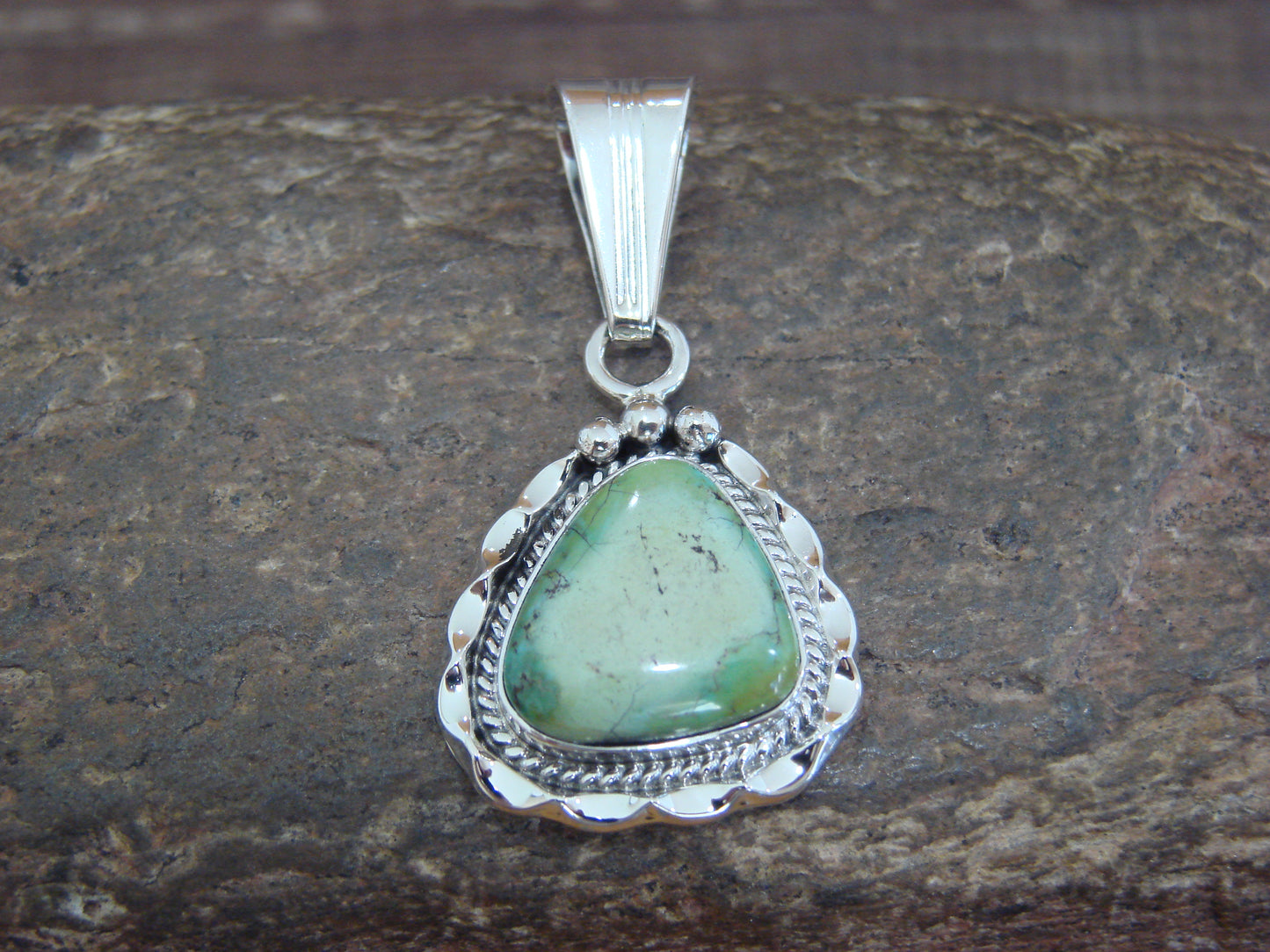 Native American Sterling Silver & Sonoran Turquoise Pendant by Yellowhair