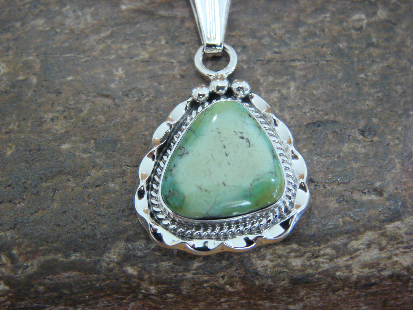 Native American Sterling Silver & Sonoran Turquoise Pendant by Yellowhair