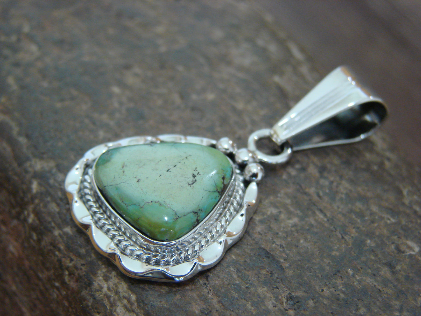Native American Sterling Silver & Sonoran Turquoise Pendant by Yellowhair