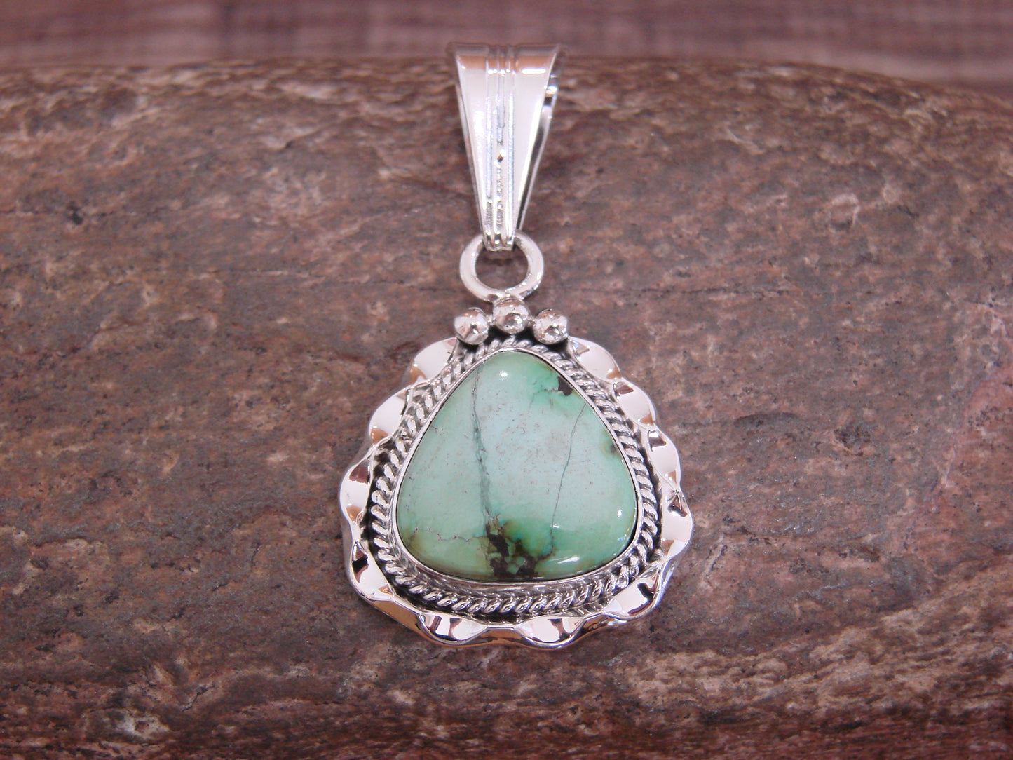 Native American Sterling Silver & Sonoran Turquoise Pendant by Yellowhair