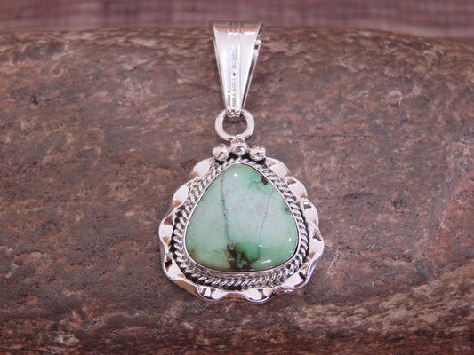 Native American Sterling Silver & Sonoran Turquoise Pendant by Yellowhair