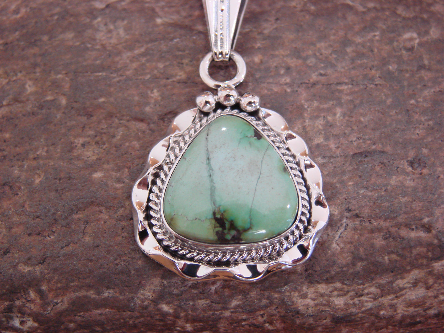 Native American Sterling Silver & Sonoran Turquoise Pendant by Yellowhair