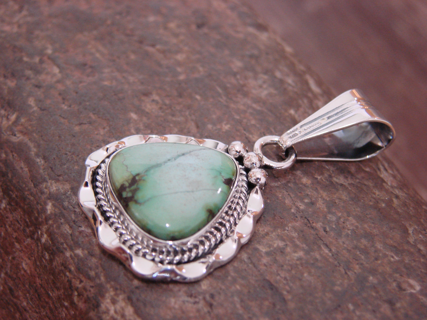 Native American Sterling Silver & Sonoran Turquoise Pendant by Yellowhair