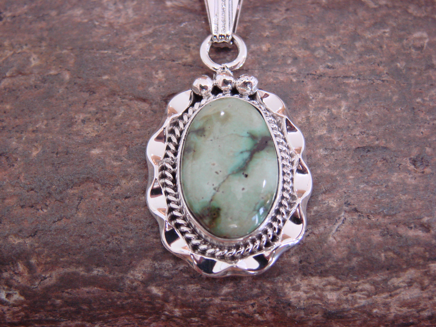 Native American Sterling Silver & Sonoran Turquoise Pendant by Yellowhair