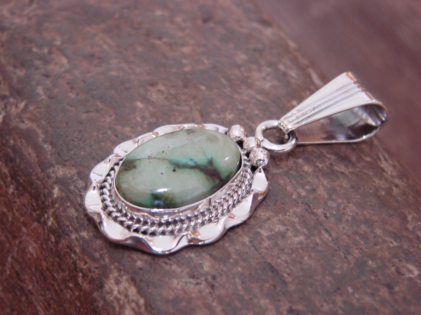 Native American Sterling Silver & Sonoran Turquoise Pendant by Yellowhair