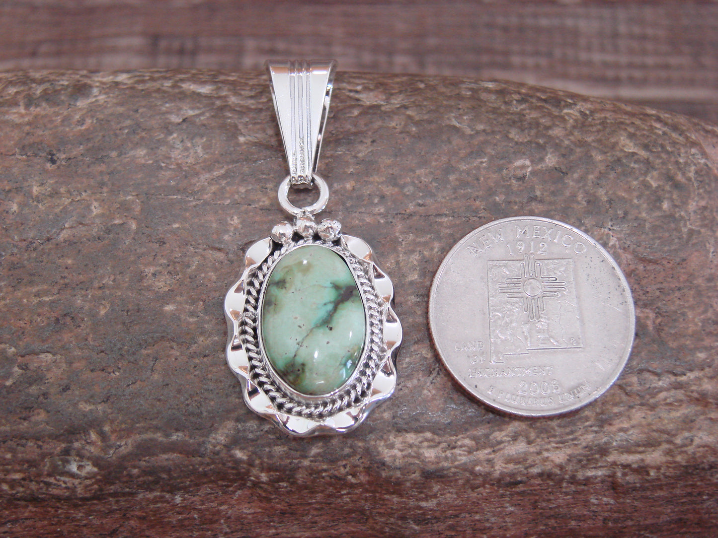 Native American Sterling Silver & Sonoran Turquoise Pendant by Yellowhair