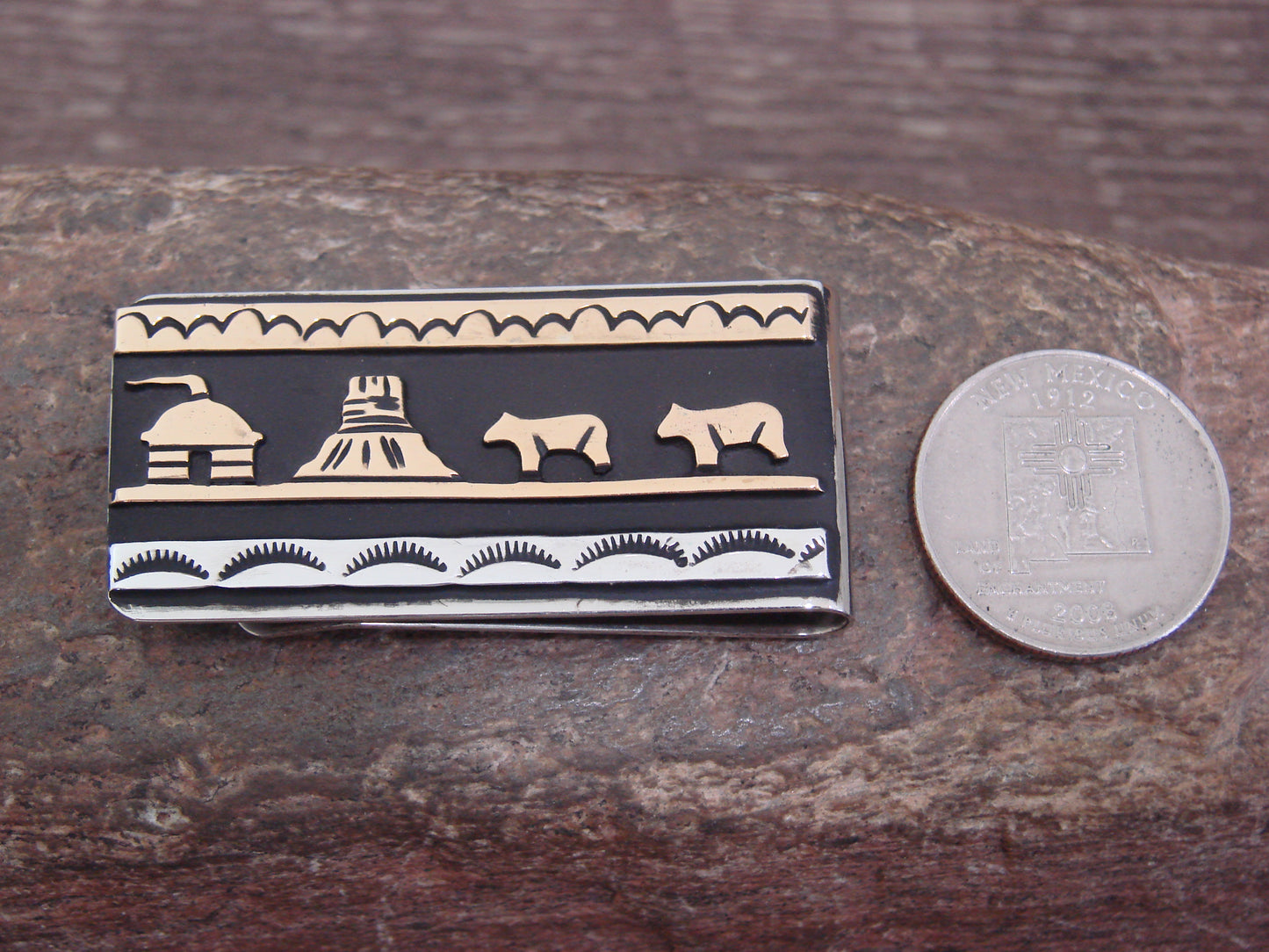 Native American Sterling Silver & 12 kt Gold Fill Money Clip by Singer