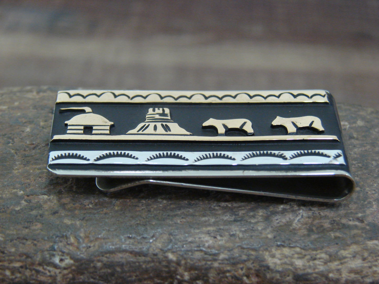 Native American Sterling Silver & 12 kt Gold Fill Money Clip by Singer