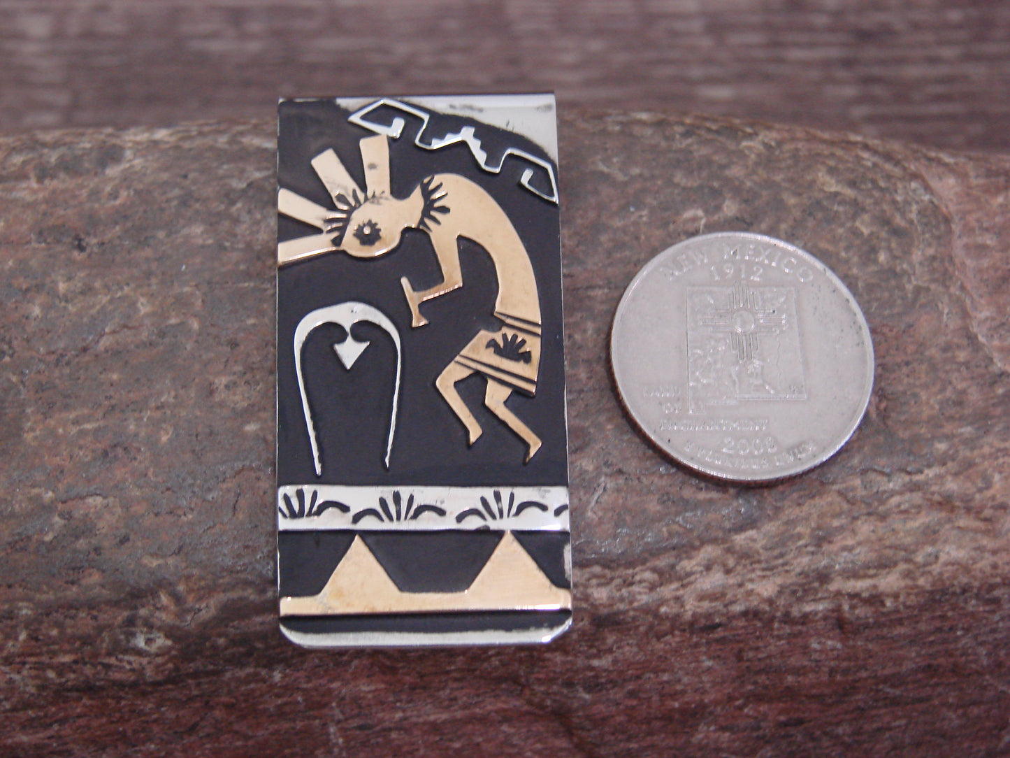 Native American Sterling Silver & 12 kt Gold Fill Money Clip by Singer