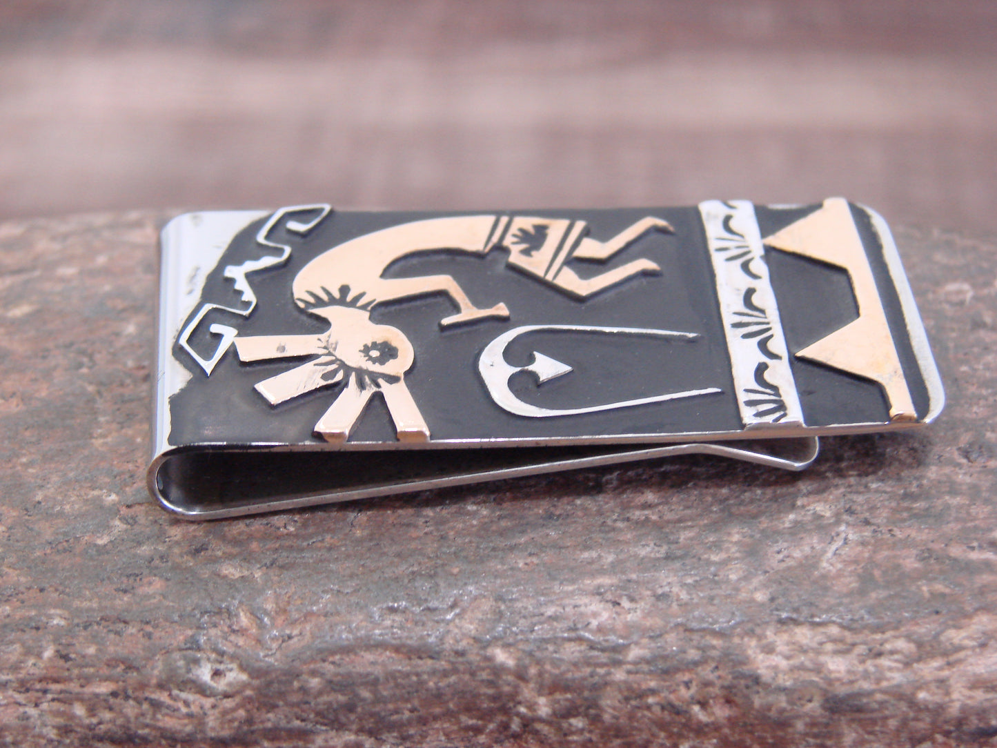 Native American Sterling Silver & 12 kt Gold Fill Money Clip by Singer