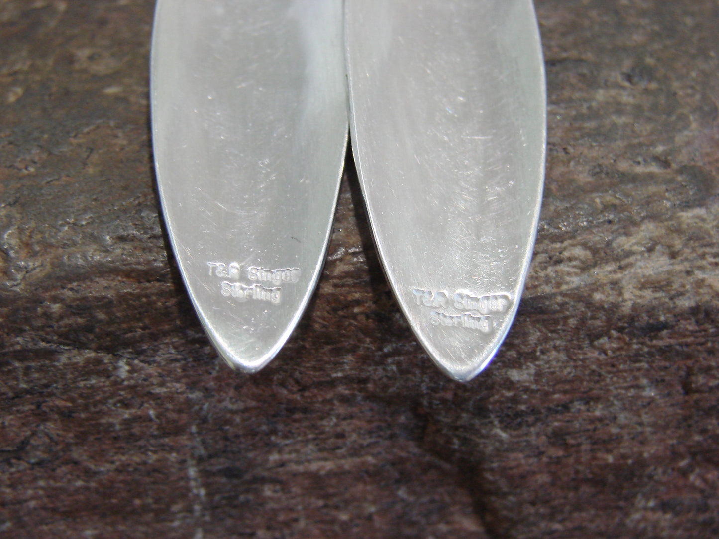 Native American Sterling Silver Feather & Turquoise Petroglyph Dangle Earrings - Singer