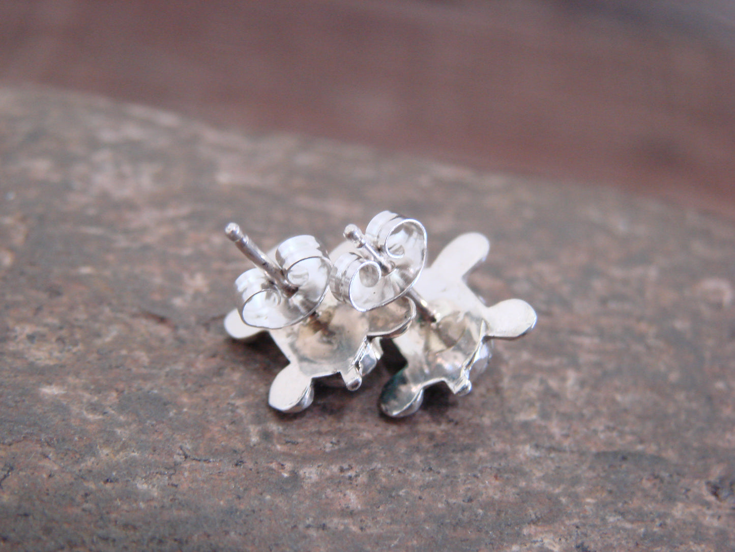 Native American Sterling Silver Malachite Turtle Post Earrings by Kinsel