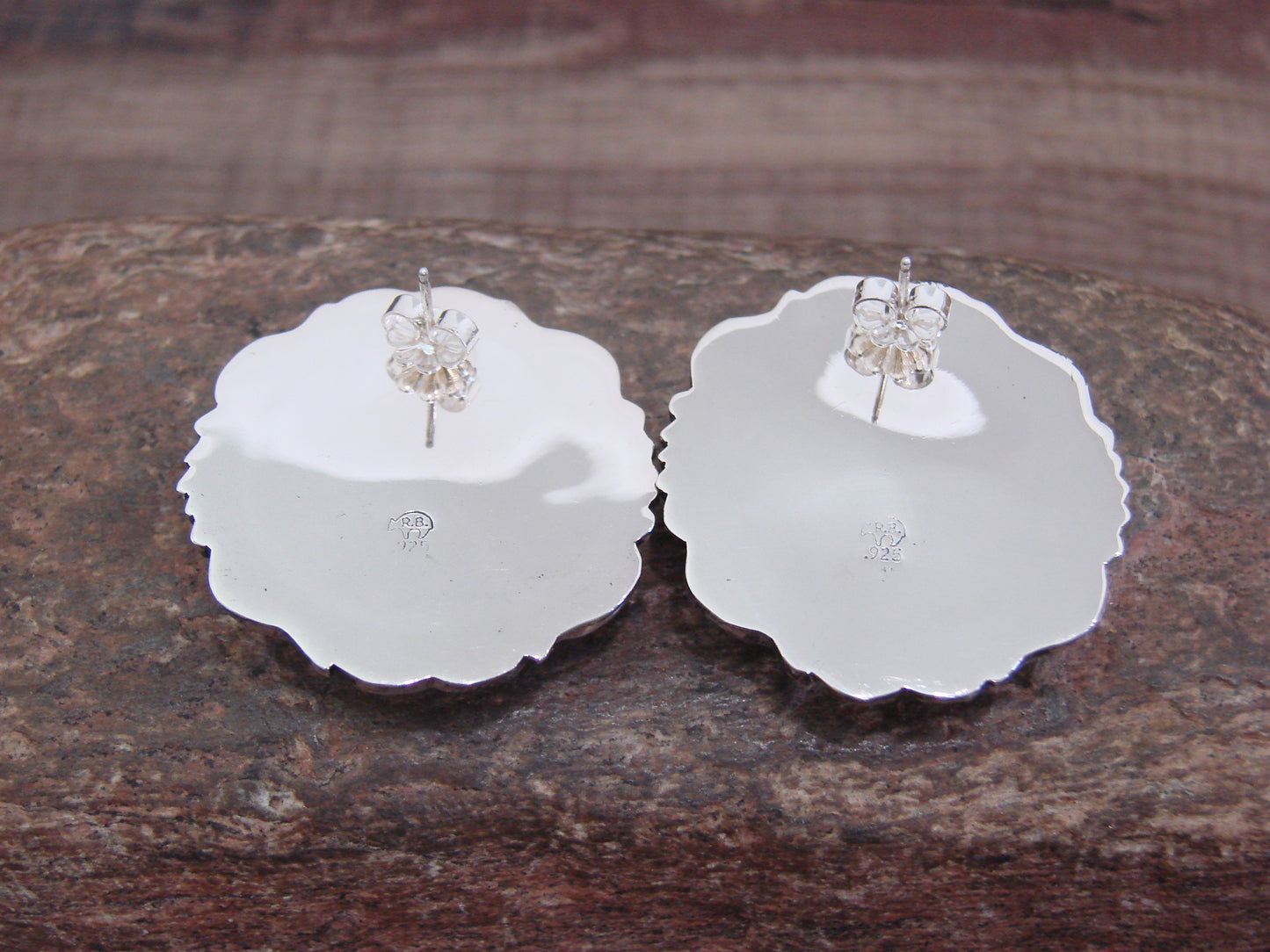 Native American Sterling Silver Bronze Infused Kingman Turquoise Post Earrings - Smith