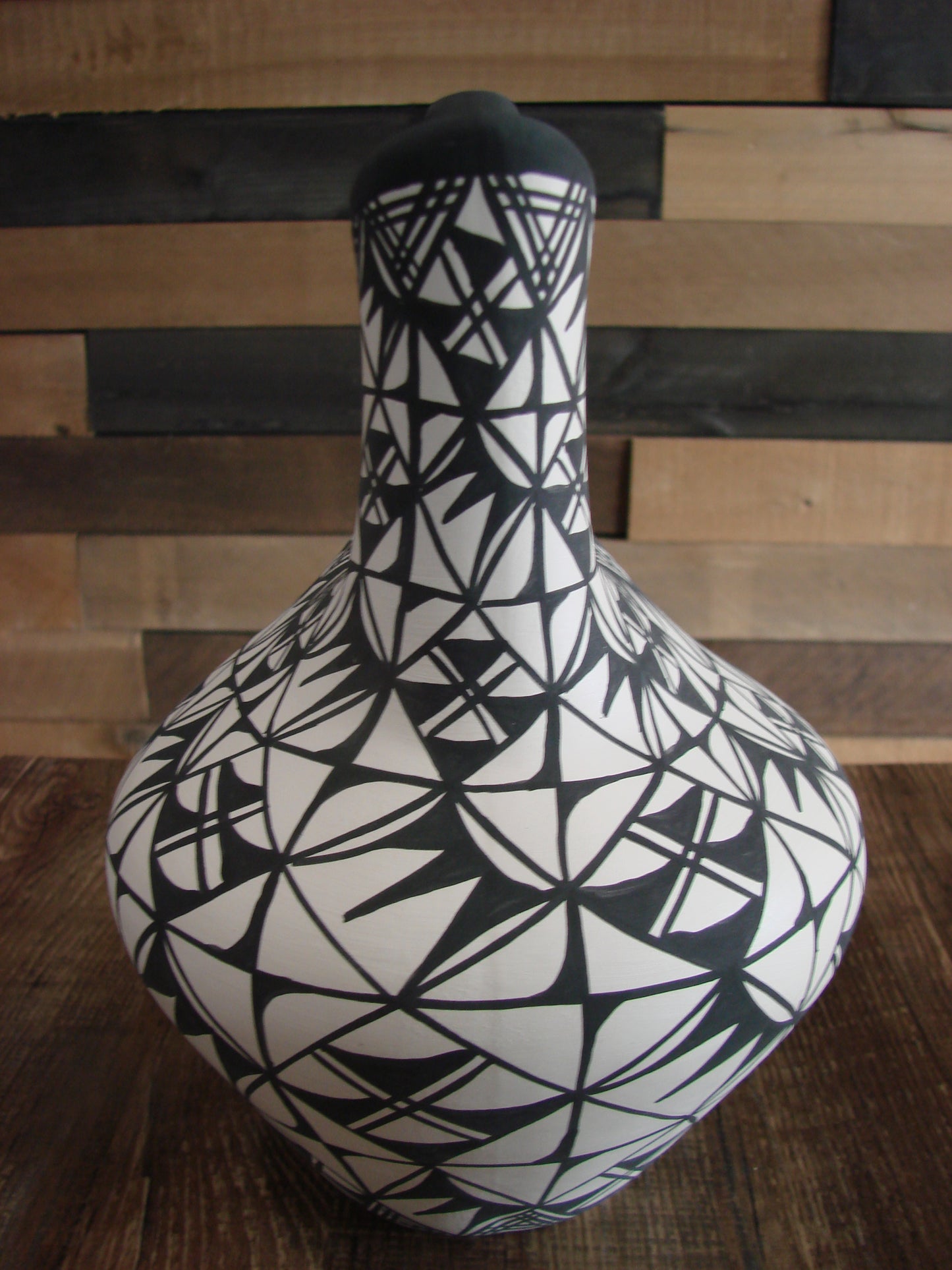 Native American Fine Line Hand Painted Wedding Vase by M. Lukee