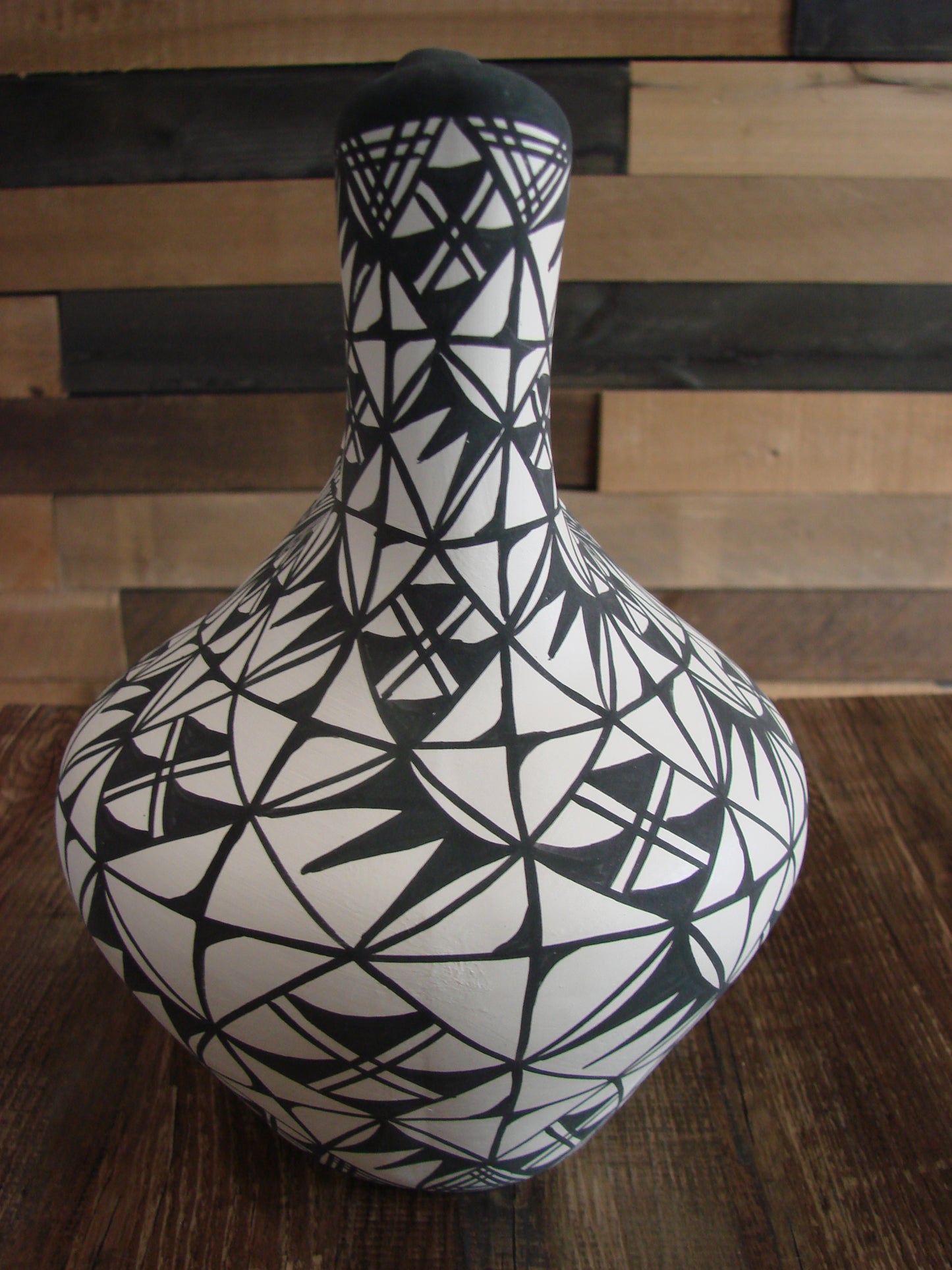 Native American Fine Line Hand Painted Wedding Vase by M. Lukee