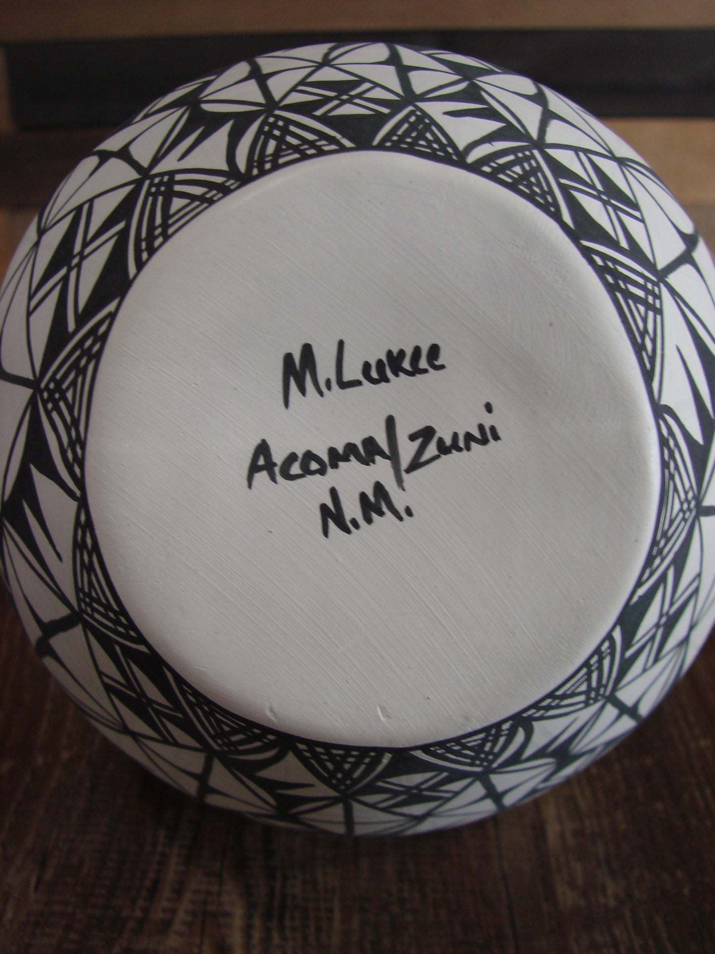 Native American Fine Line Hand Painted Wedding Vase by M. Lukee