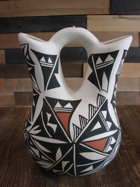 Native American Fine Line Hand Painted Wedding Vase by L. Concho