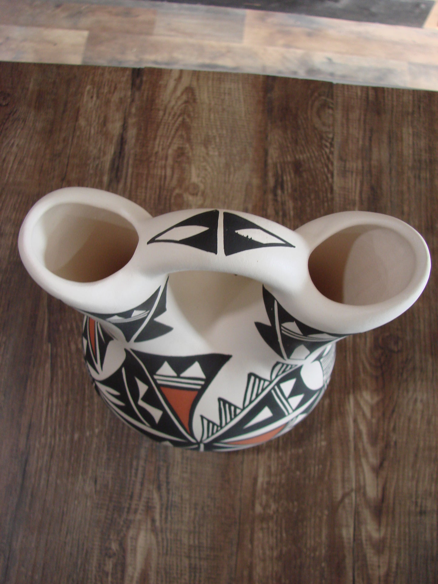 Native American Fine Line Hand Painted Wedding Vase by L. Concho