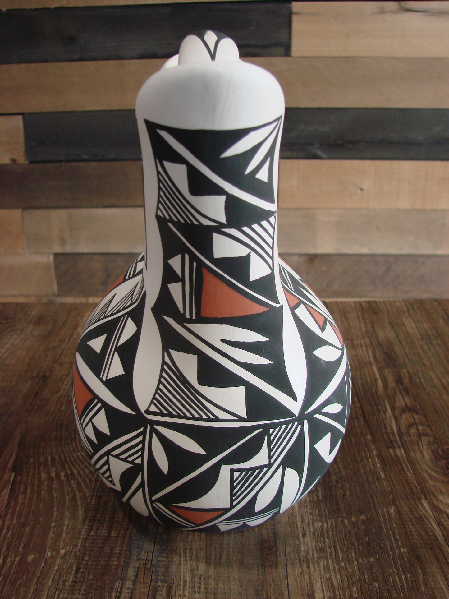 Native American Fine Line Hand Painted Wedding Vase by L. Concho