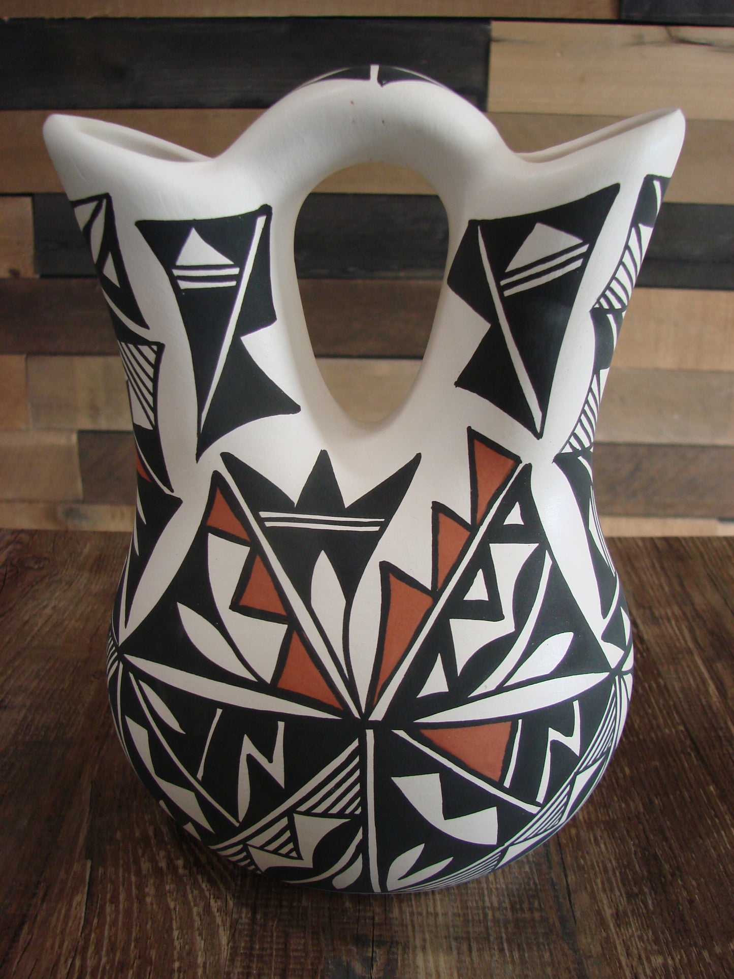 Native American Fine Line Hand Painted Wedding Vase by L. Concho