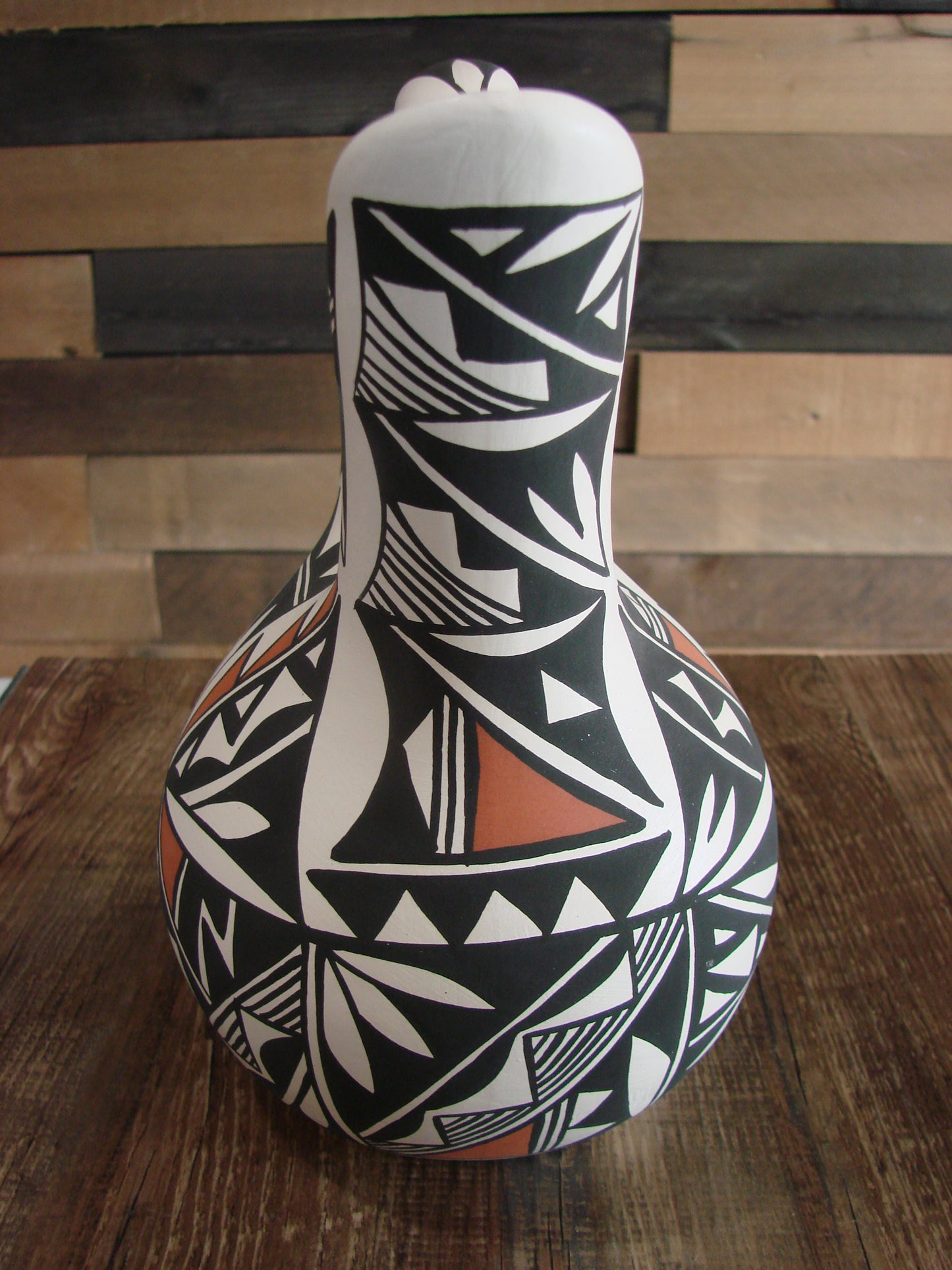 Native American Fine Line Hand Painted Wedding Vase by L. Concho