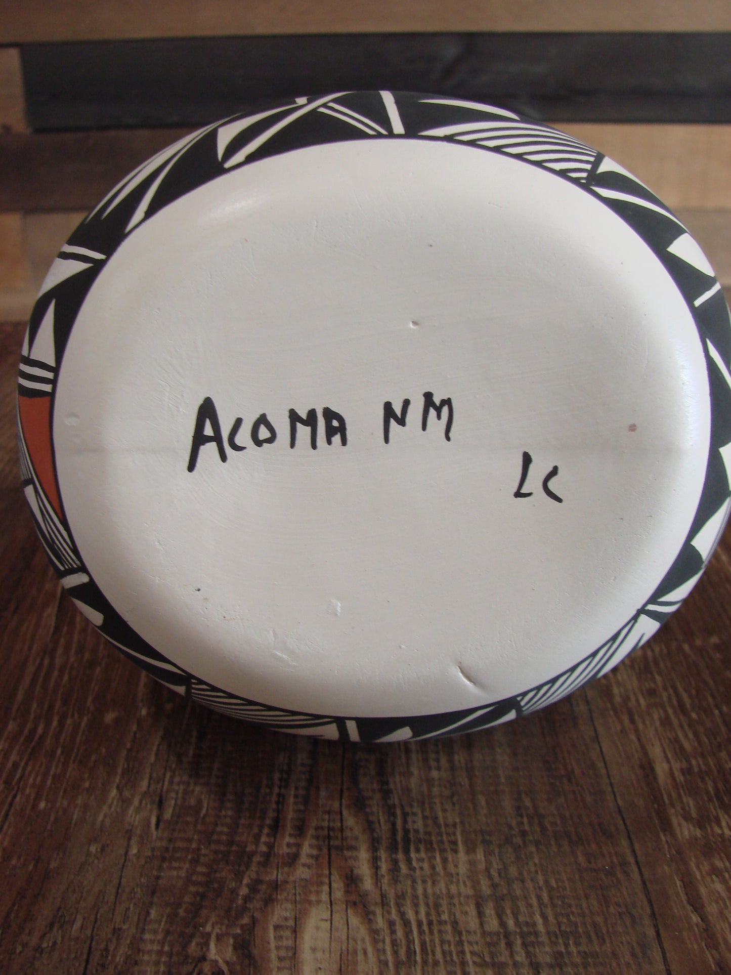 Native American Fine Line Hand Painted Wedding Vase by L. Concho
