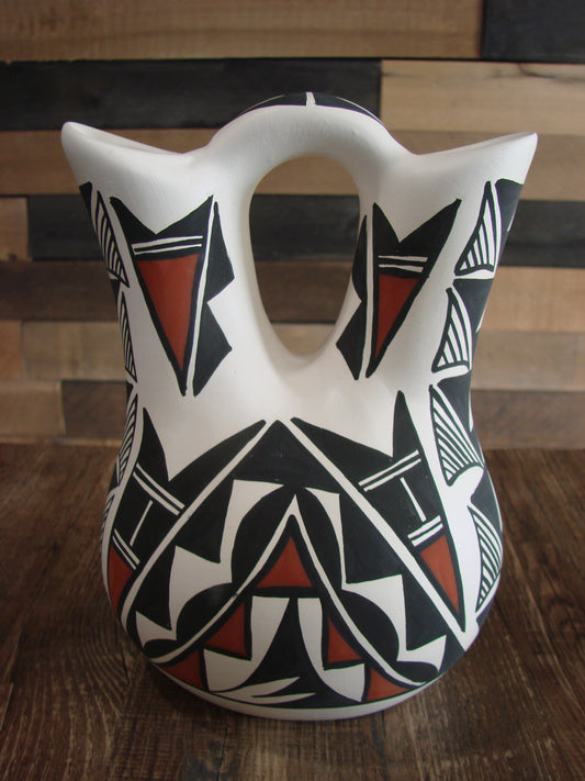 Native American Fine Line Hand Painted Wedding Vase by L. Concho
