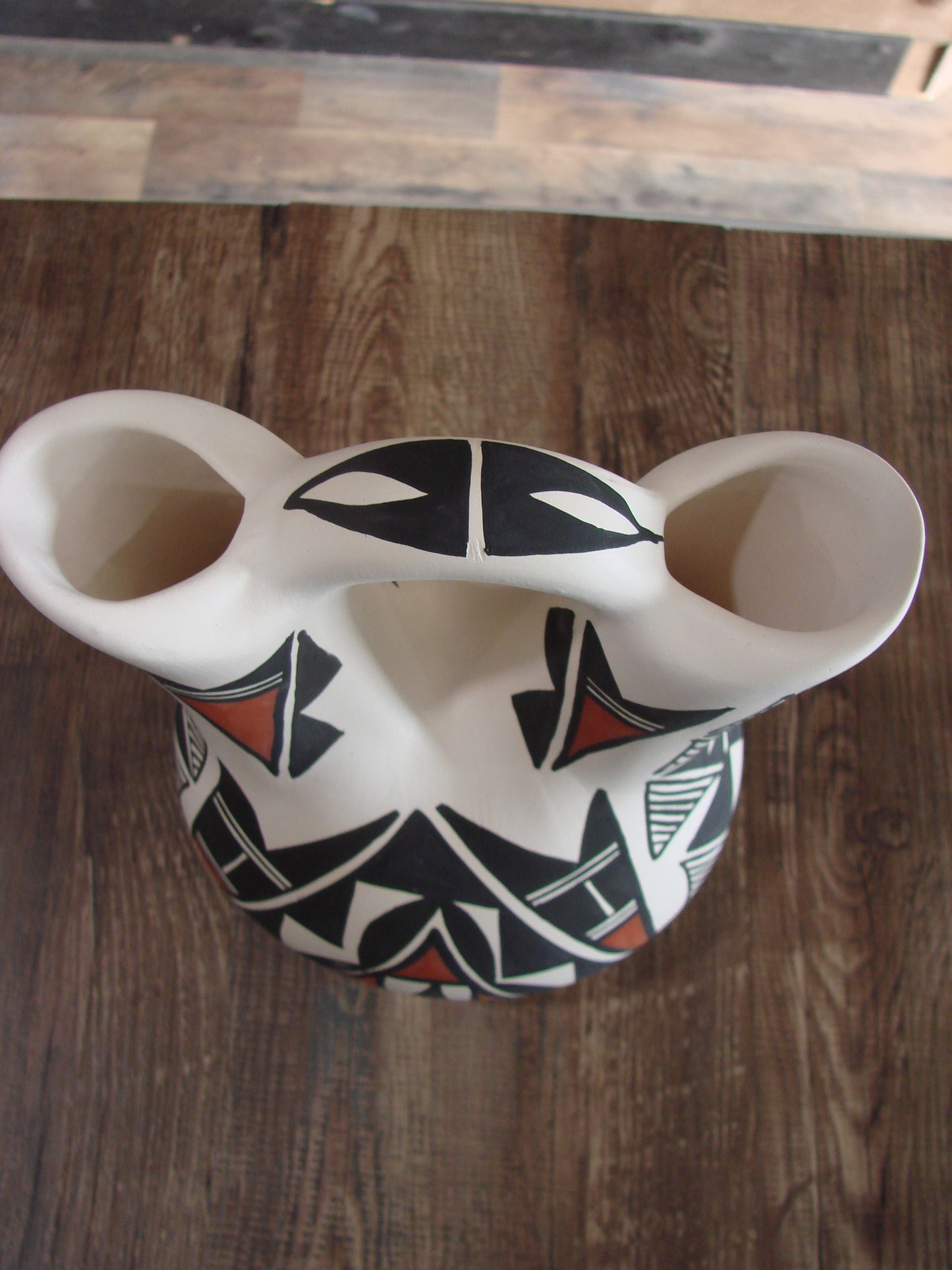 Native American Fine Line Hand Painted Wedding Vase by L. Concho