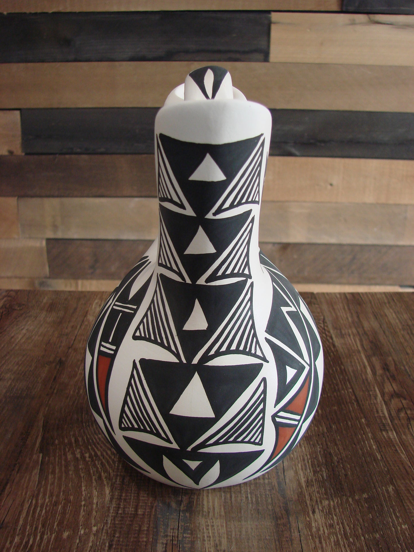 Native American Fine Line Hand Painted Wedding Vase by L. Concho