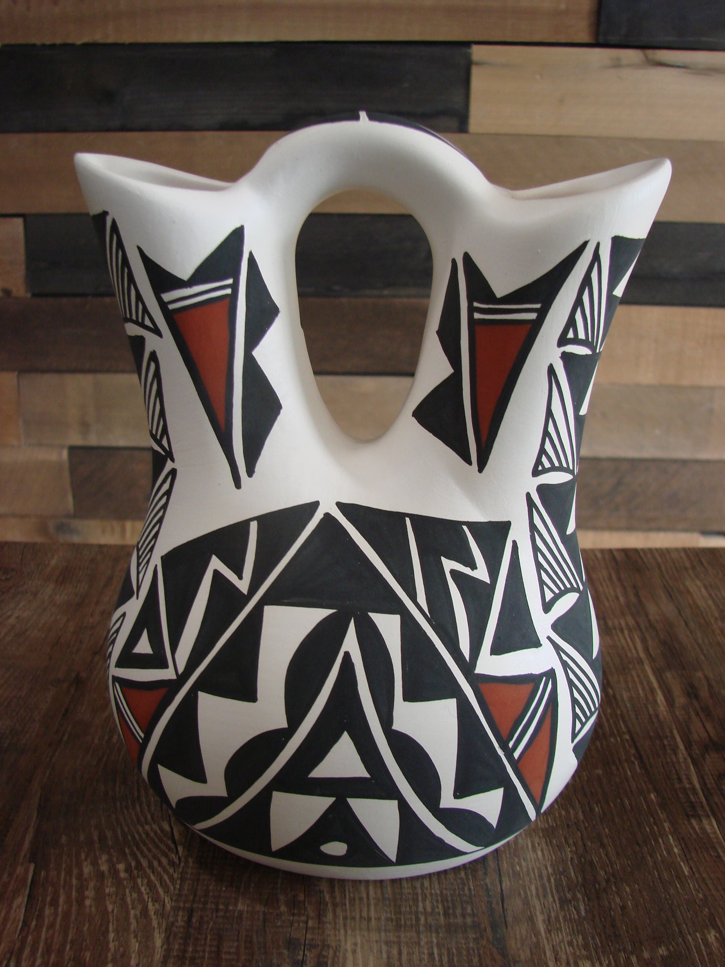 Native American Fine Line Hand Painted Wedding Vase by L. Concho