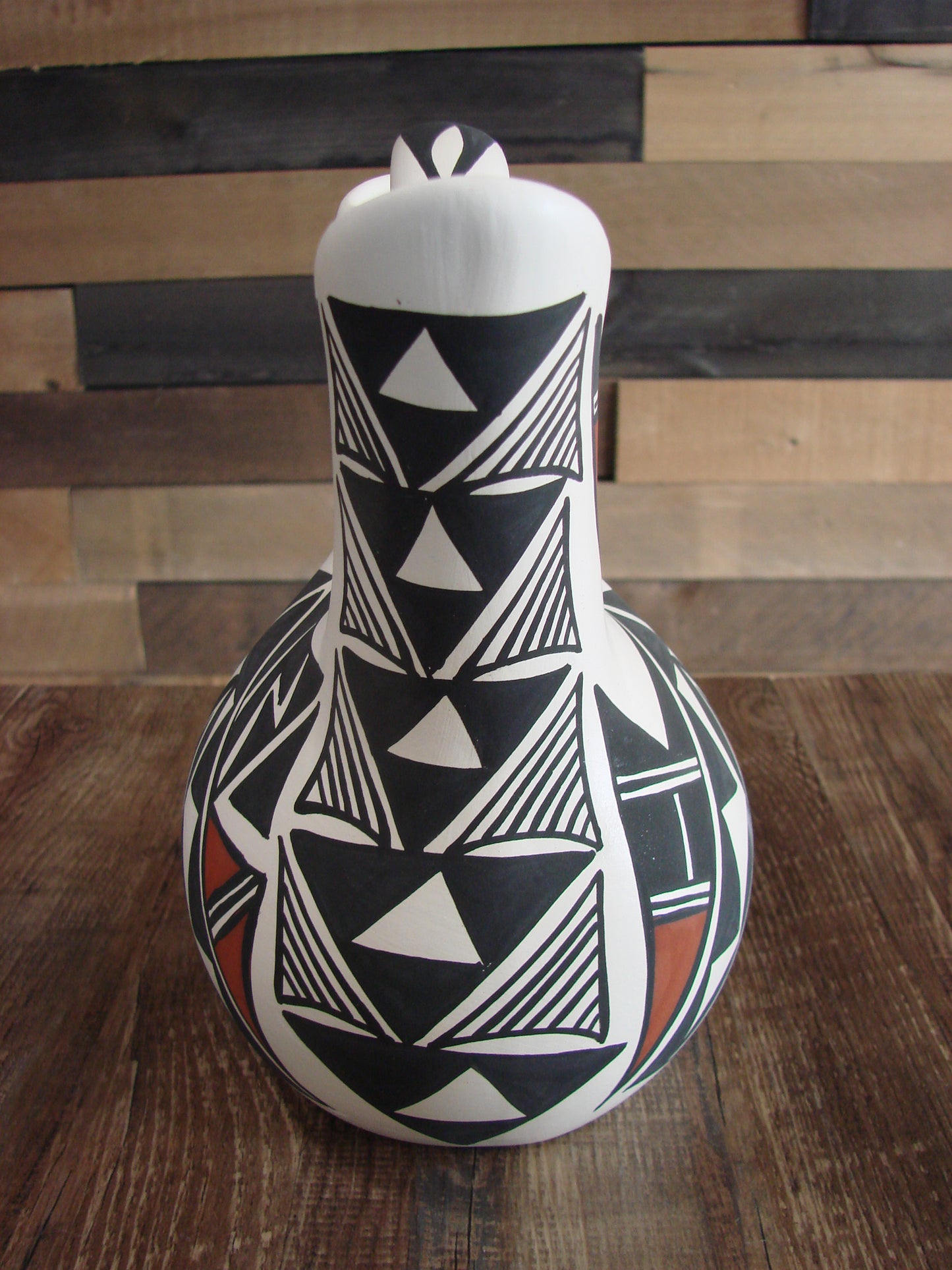 Native American Fine Line Hand Painted Wedding Vase by L. Concho