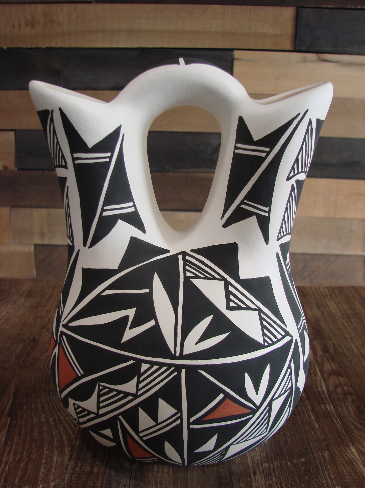 Native American Fine Line Hand Painted Wedding Vase by L. Concho