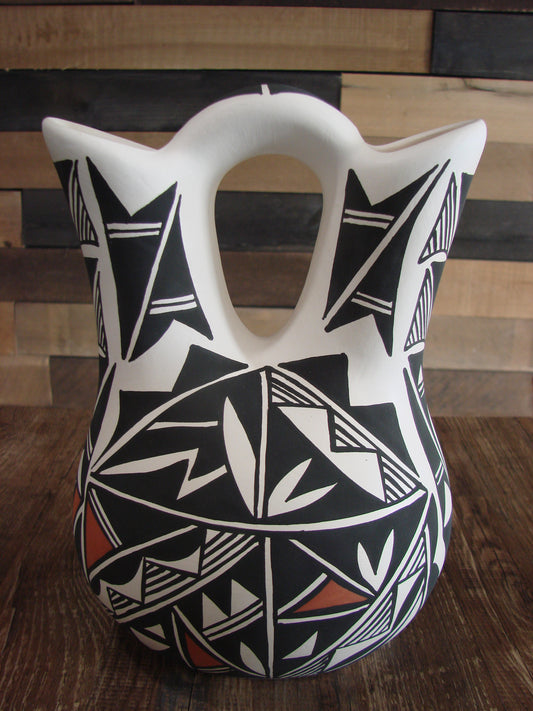 Native American Fine Line Hand Painted Wedding Vase by L. Concho