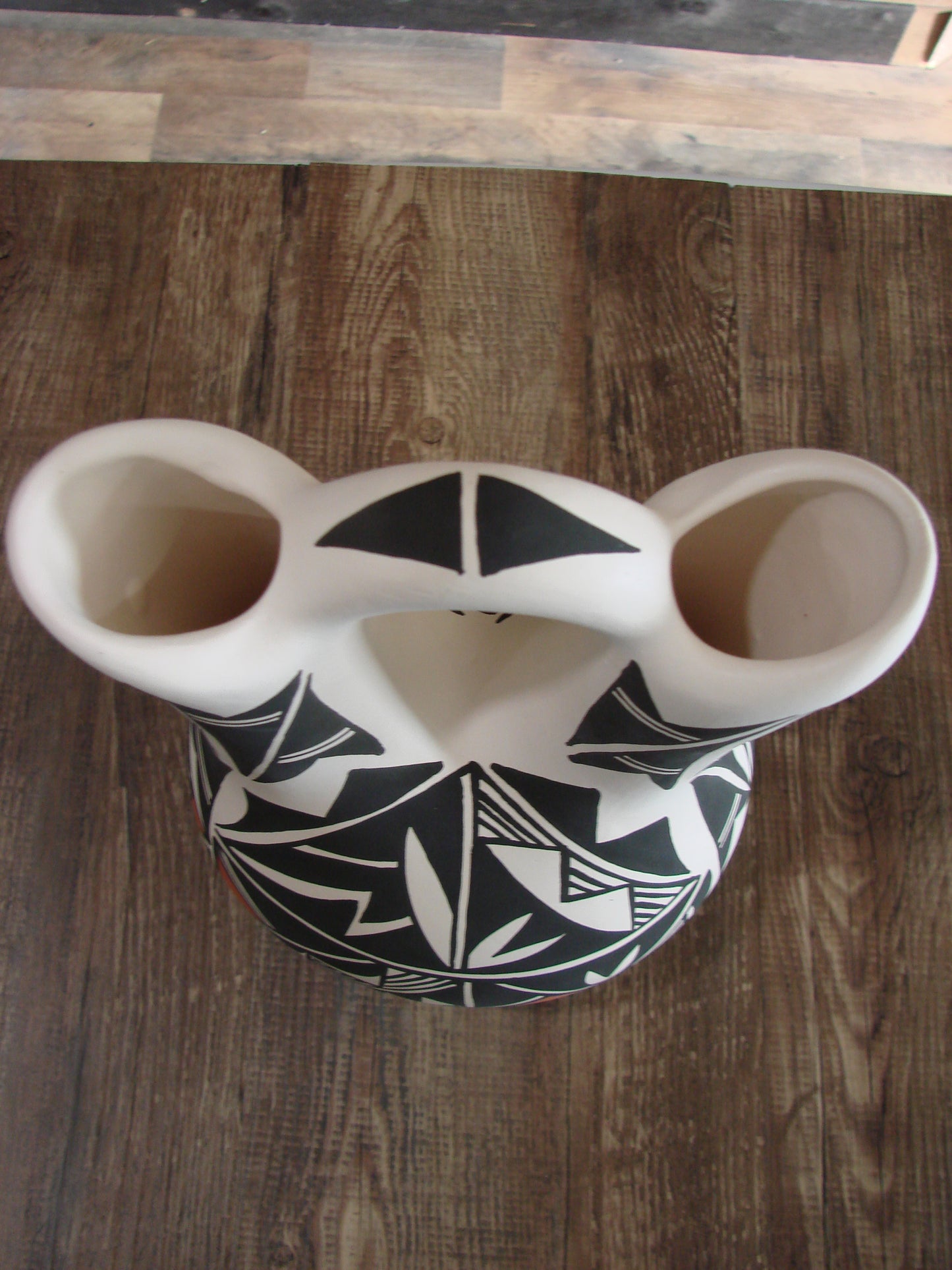 Native American Fine Line Hand Painted Wedding Vase by L. Concho