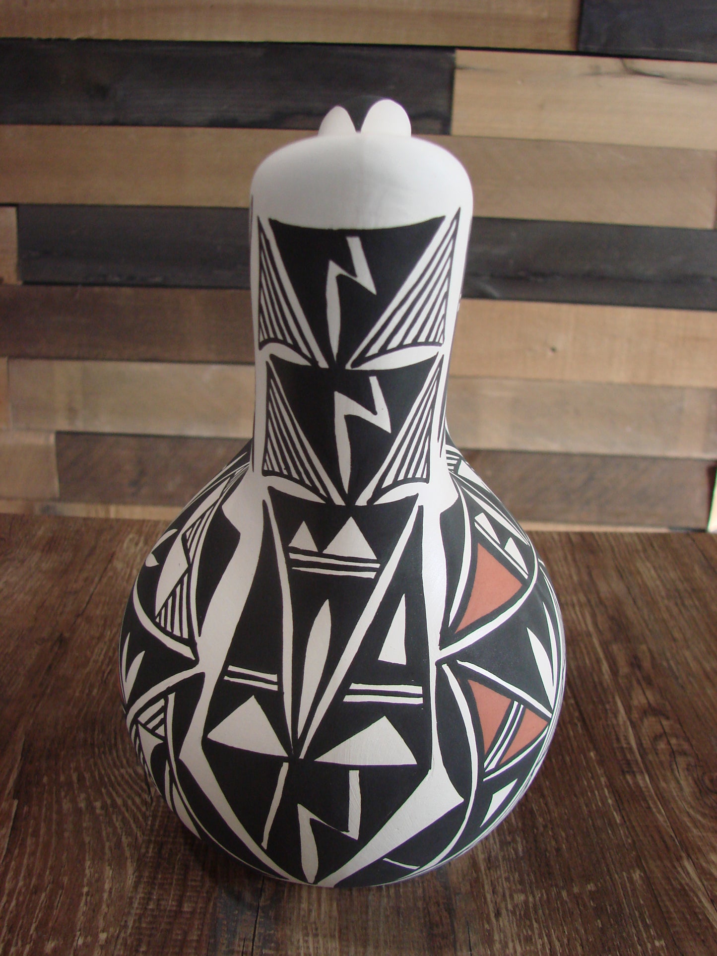 Native American Fine Line Hand Painted Wedding Vase by L. Concho