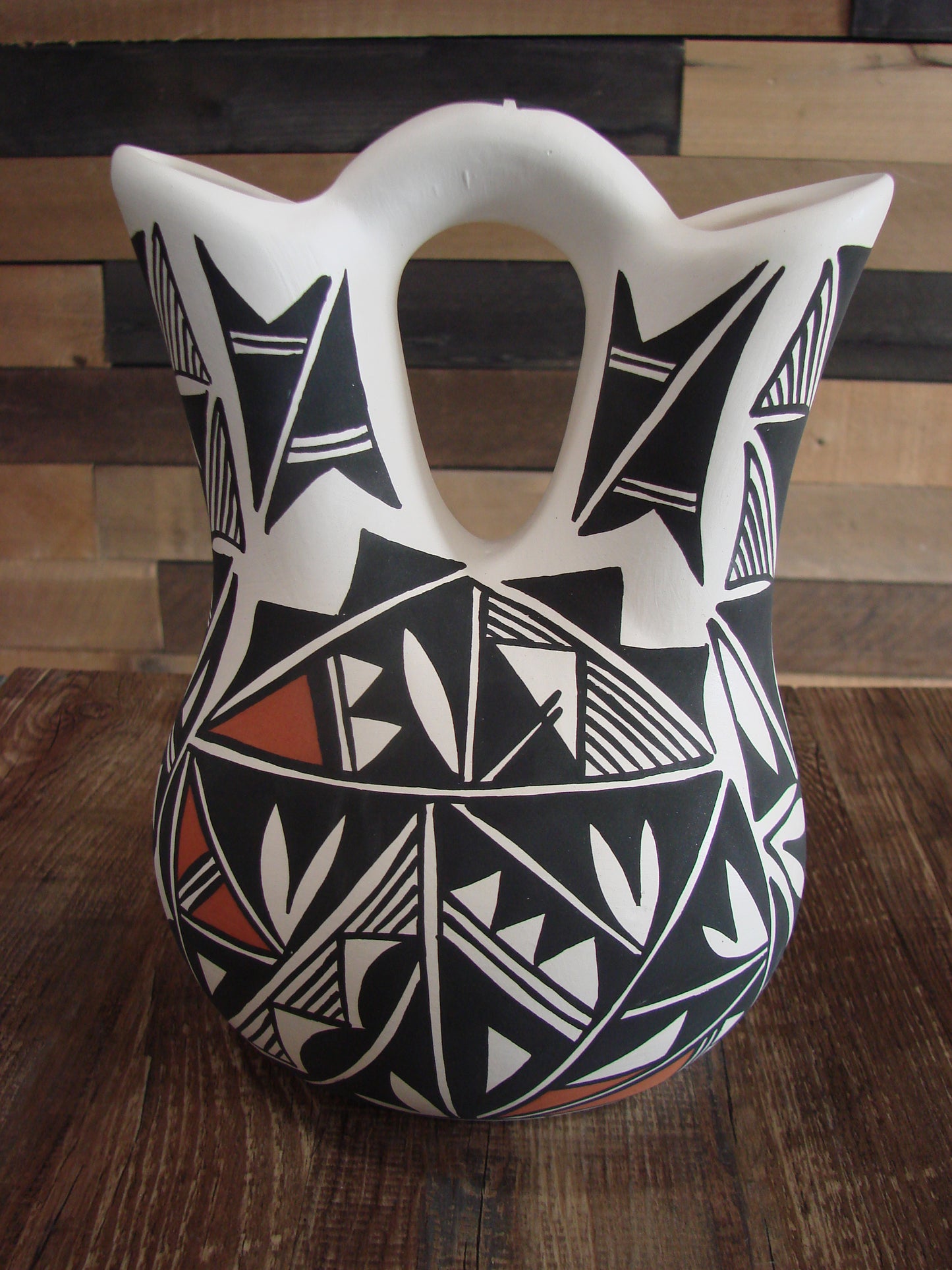 Native American Fine Line Hand Painted Wedding Vase by L. Concho